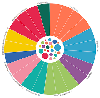 Kleurenoverzicht van de 23 kerntalenten